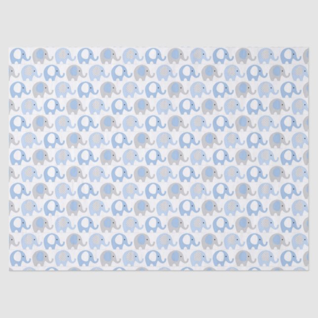 Tissue Paper - Blue & Grey Elephants (Front)