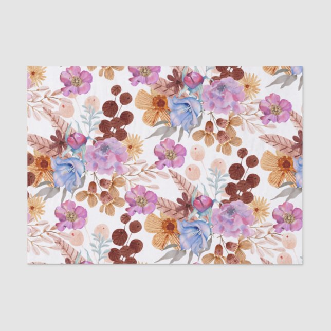 Tissue Paper - Bright watercolor flowers (Front)