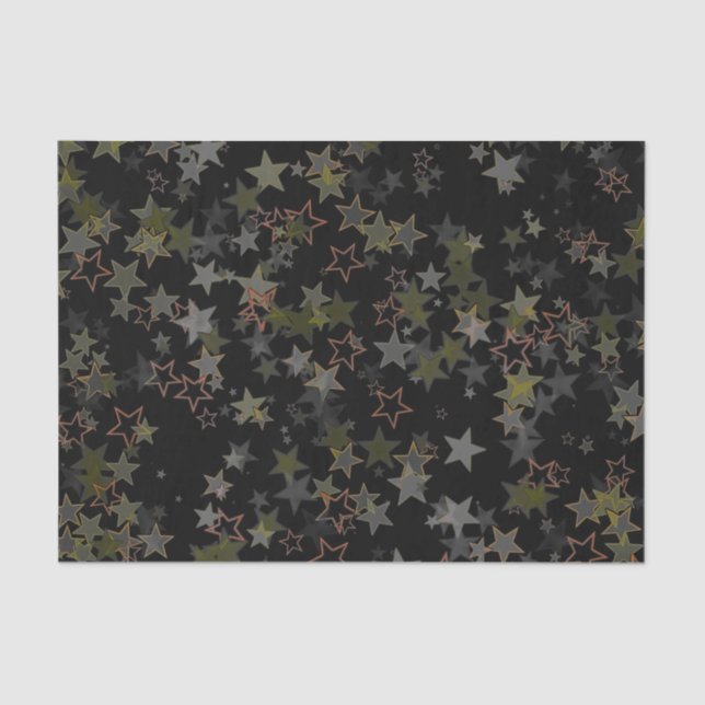 Tissue paper Christmas star army green black peach (Front)