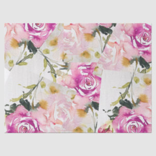 Tissue Paper - Collage Pink Rose Watercolours