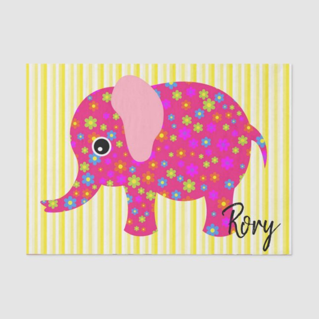 Tissue Paper Colourful Elephant Stripe Yellow (Front)