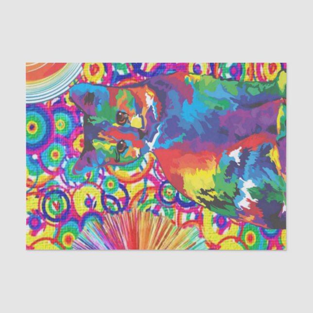 Tissue Paper Colourful Foral Cat (Front)