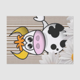 Tissue Paper Cow Brown Stripe White Daisy Floral