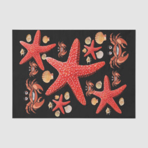 Tissue Paper Crabs Starfish Beach Shells Black