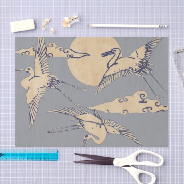 TISSUE PAPER CRANES AND CLOUDS JAPANESE (Craft)