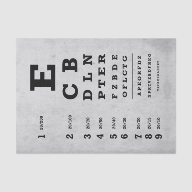 Tissue Paper/Decoupage Tissue Paper Grey Eye Chart (Front)