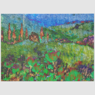 Tissue Paper Decoupage Van Gogh Style Landscape