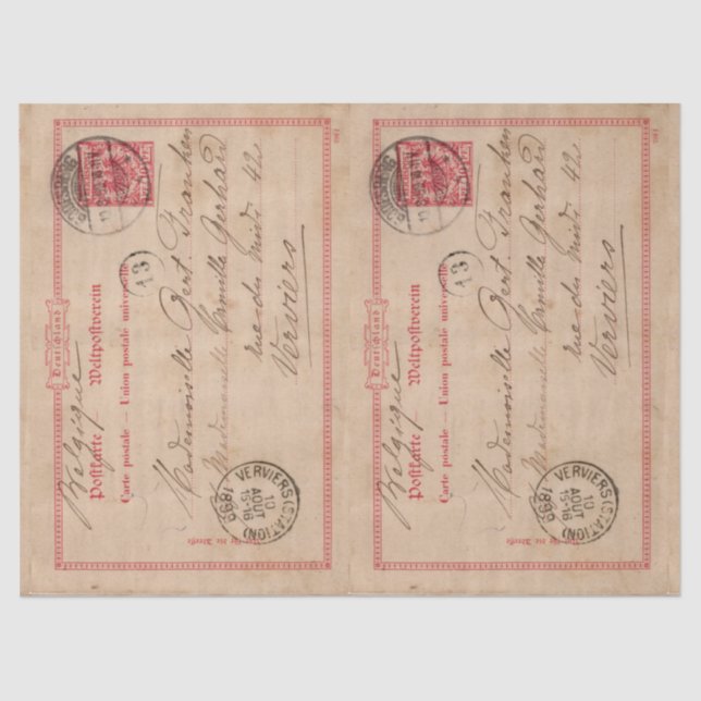 Tissue Paper Decoupage - Vintage German Postcard (Front)