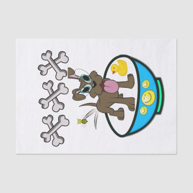 Tissue Paper Dog Yellow Ducks Bath time (Front)