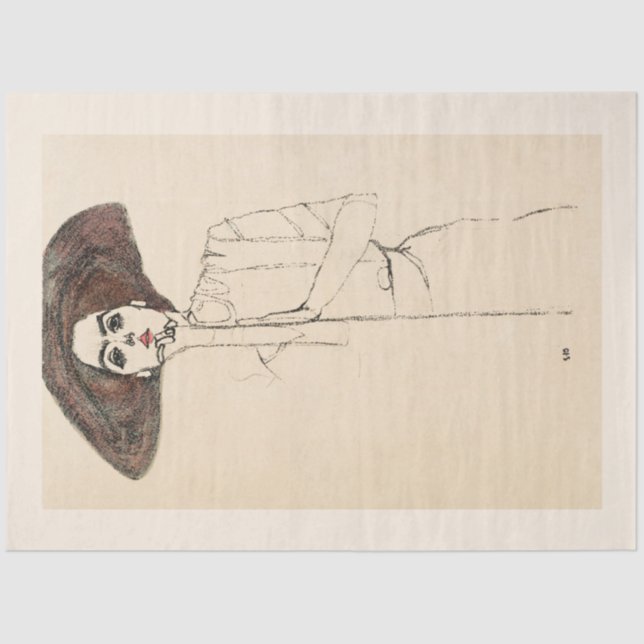 TISSUE PAPER: EGON SCHIELE : PORTRAIT OF WOMAN  PAPER (Front)