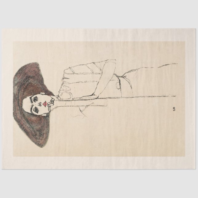 TISSUE PAPER: EGON SCHIELE : PORTRAIT OF WOMAN  TISSUE PAPER (Front)