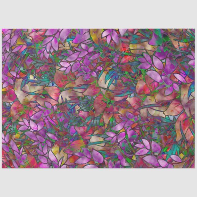 Tissue Paper Floral Abstract Stained Glass (Front)