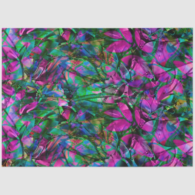 Tissue Paper Floral Abstract Stained Glass (Front)