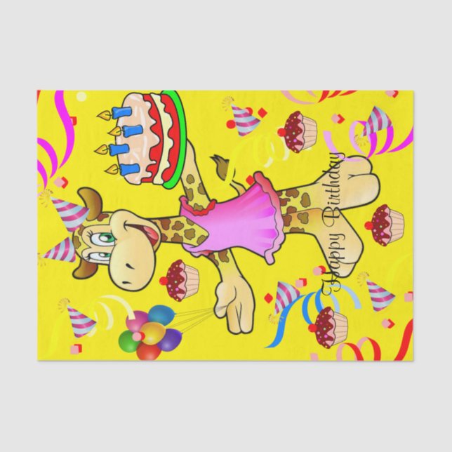 Tissue Paper Giraffe Happy Birthday (Front)