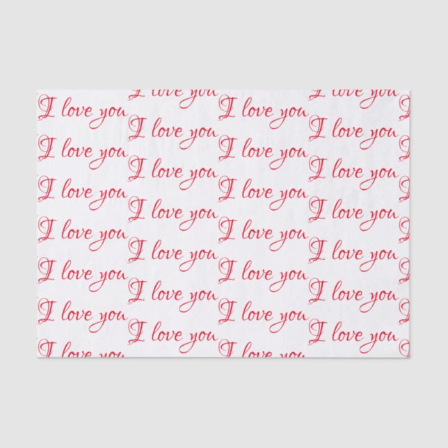 Tissue Paper - Girly "I love you" Script (Front)