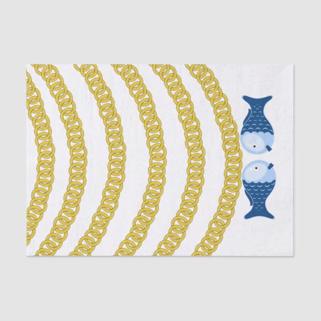 Tissue Paper Gold Chain Fish (Front)