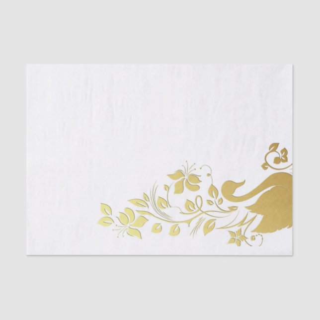 Tissue Paper Gold Floral Swan (Front)
