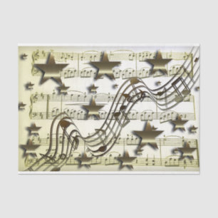 Tissue paper gold white star music notes