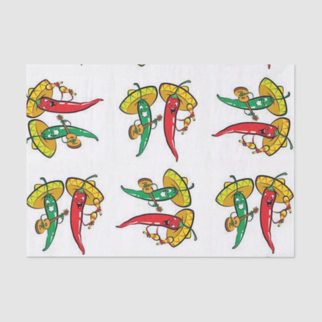 Tissue Paper Green Red Hot Peppers (Front)