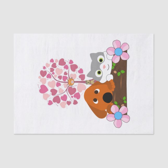 Tissue Paper Hearts Dog Cats Floral Hearts (Front)