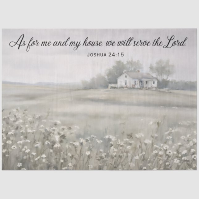 Tissue Paper - Joshua 24:15 - House White Flowers (Front)