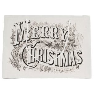 TISSUE PAPER  :  MERRY CHRISTMAS ILLUSTRATION LARGE GIFT BAG