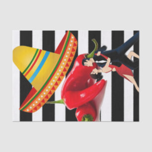 Tissue Paper Mexican Dancers Black Stripe