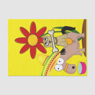 Tissue Paper Mexican Donkey Dog Sombrero Yellow