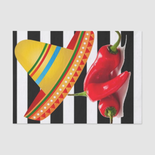 Tissue Paper Mexican Hot Peppers Black Stripe (Front)