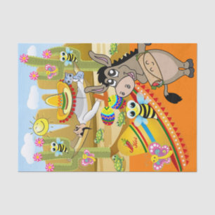 Tissue Paper Mexican Man Donkey Bumblebee