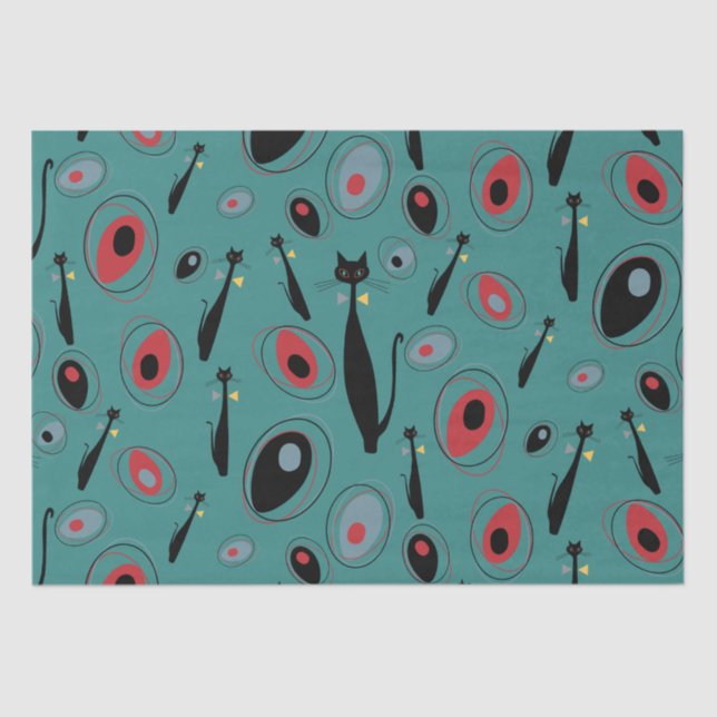 Tissue Paper | MidCentury Modern Atomic Cats (Front)