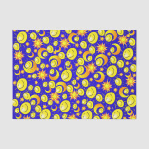 Tissue Paper Moon Sun Yellow Stars Blue