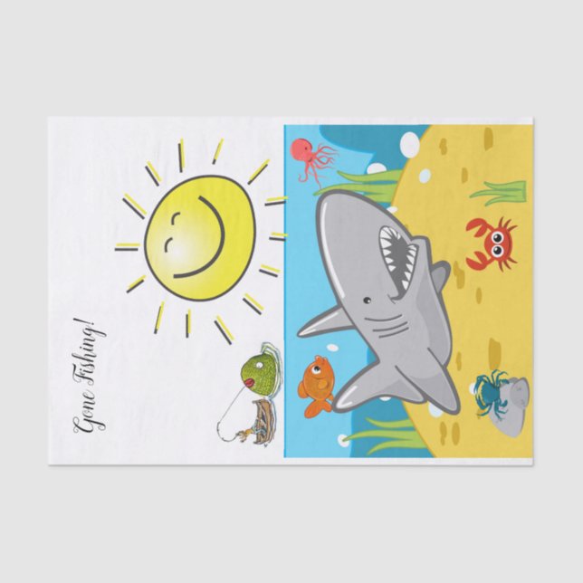 Tissue Paper Ocean Gone Fishing Fisherman Fish (Front)