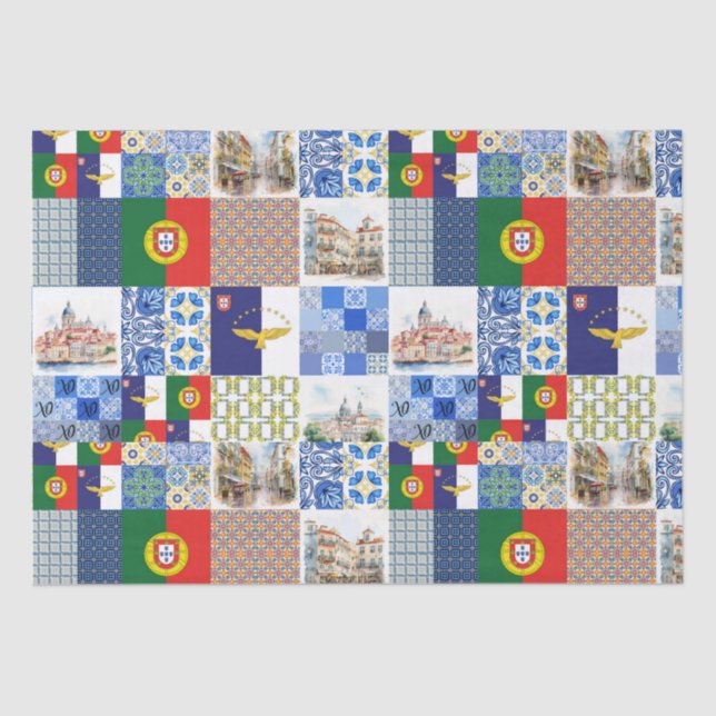 Tissue Paper of Portugal Flag and Azores Flag (Front)