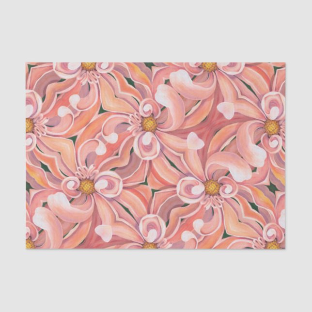 Tissue Paper - Peach Dahlia (Front)