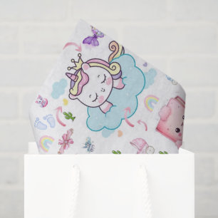 Tissue Paper Pink Blue Unicorn Rainbow Cat