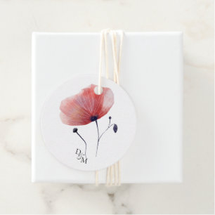 Tissue Paper Poppies Classic Round  Favour Tags