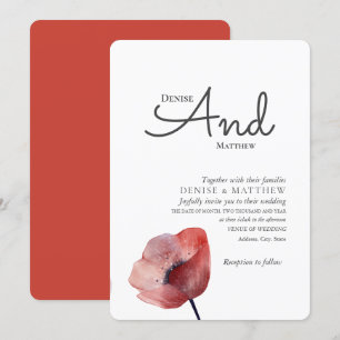 Tissue Paper Poppies Wedding Invitation