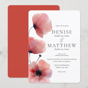 Tissue Paper Poppies Wedding Invitation