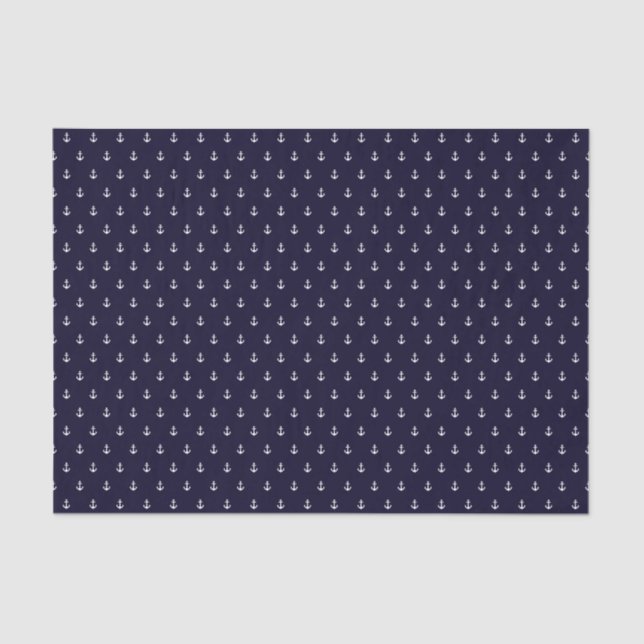 Tissue Paper Preppy anchor navy white pattern sea (Front)