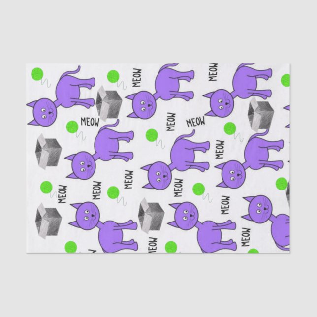 Tissue Paper Purple Cats Meow (Front)