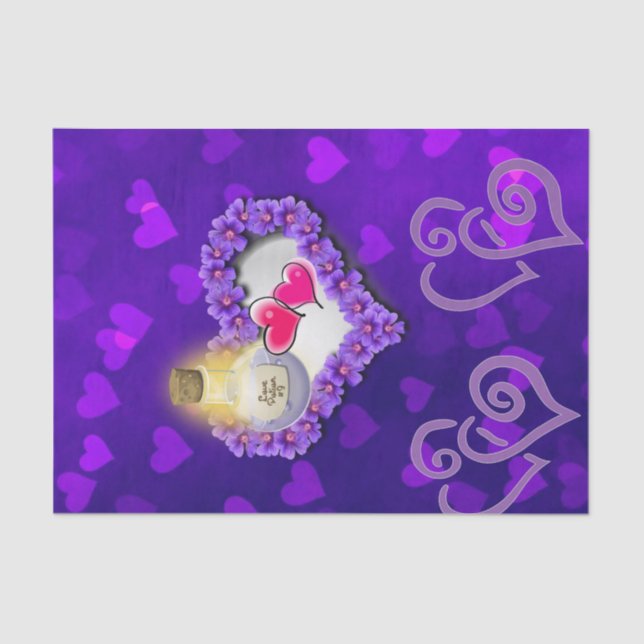 Tissue Paper Purple Pink Hearts (Front)