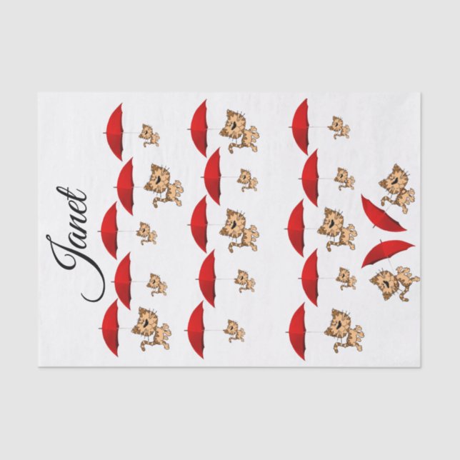 Tissue Paper Red Umbrella Cats (Front)