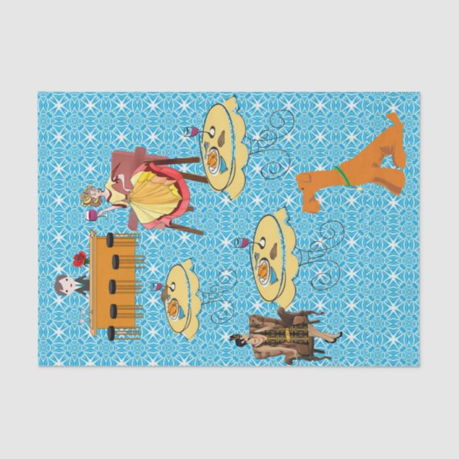 Tissue Paper Retro Woman Dog Dinning (Front)