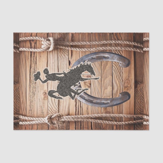 Tissue Paper Rodeo Cowboy Horse Rope Saddle (Front)