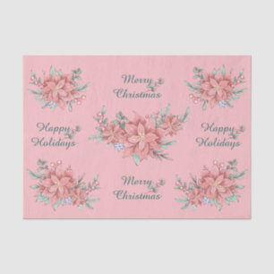 Tissue Paper Set (2) Pink Poinsettia Christmas