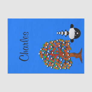 Tissue Paper Sheep Tree Blue