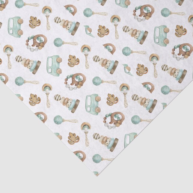 Tissue Paper sheets, Vintage Toys White Background (Detail)