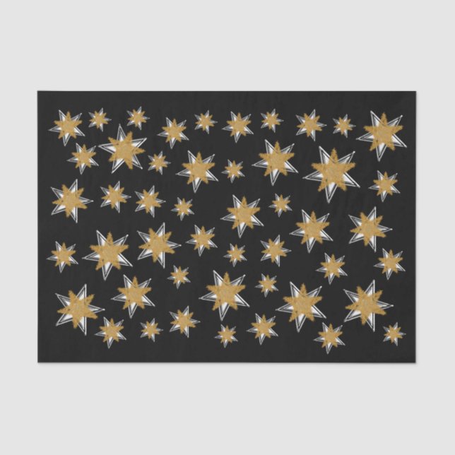 Tissue paper snowflake star gold silver Christmas (Front)
