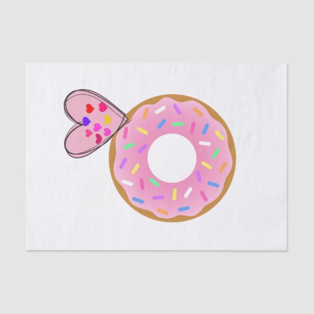 Tissue Paper Strawberry Doughnut Pink Heart (Front)